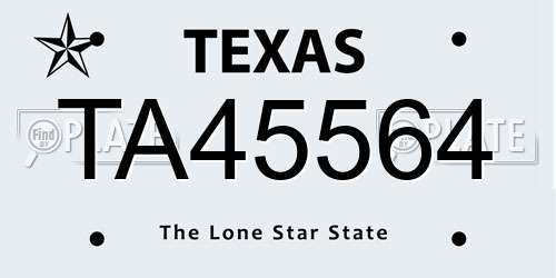 TA45564 Texas License Plate