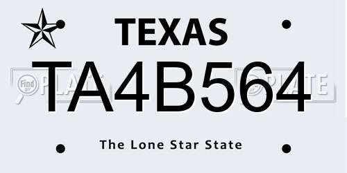 TA4B564 Texas License Plate