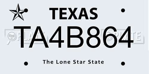 TA4B864 Texas License Plate