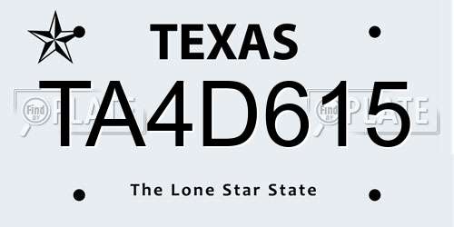 TA4D615 Texas License Plate