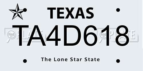 TA4D618 Texas License Plate
