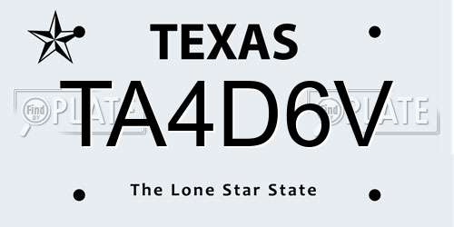 TA4D6V Texas License Plate