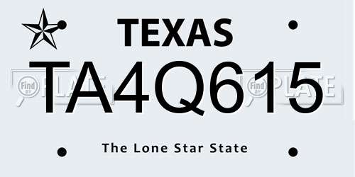 TA4Q615 Texas License Plate