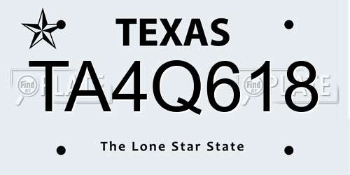 TA4Q618 Texas License Plate