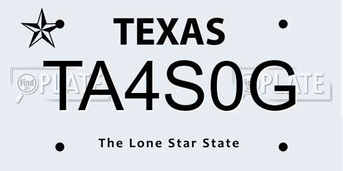 TA4S0G Texas License Plate
