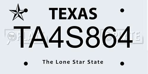 TA4S864 Texas License Plate