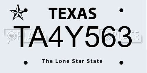 TA4Y563 Texas License Plate