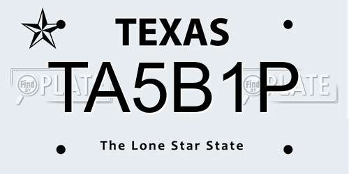TA5B1P Texas License Plate