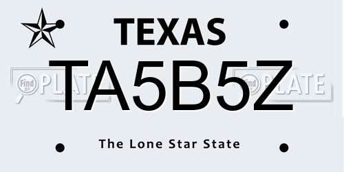 TA5B5Z Texas License Plate