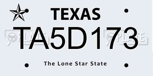 TA5D173 Texas License Plate