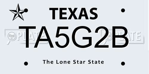 TA5G2B Texas License Plate
