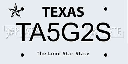 TA5G2S Texas License Plate
