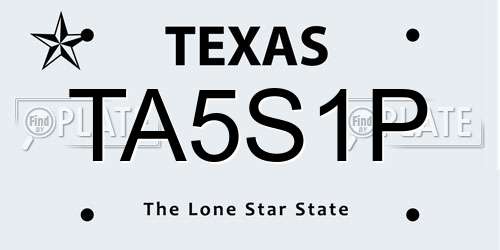 TA5S1P Texas License Plate