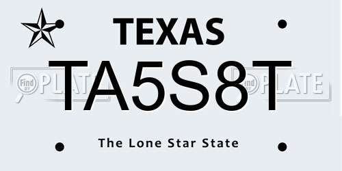TA5S8T Texas License Plate