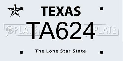 TA624 Texas License Plate