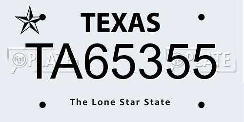 TA65355 Texas License Plate