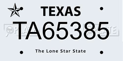 TA65385 Texas License Plate