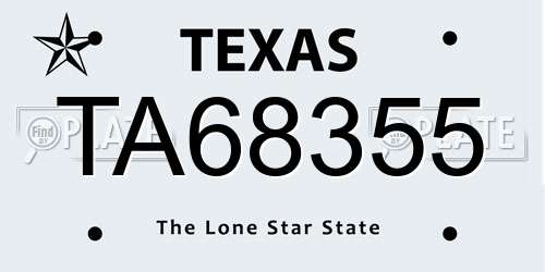 TA68355 Texas License Plate