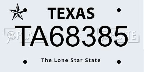 TA68385 Texas License Plate