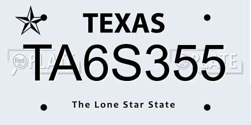 TA6S355 Texas License Plate