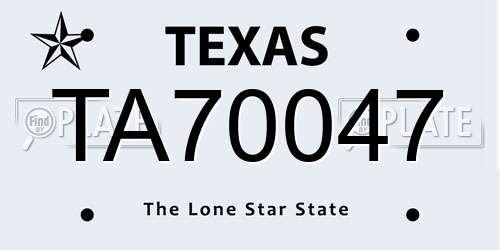 TA70047 Texas License Plate