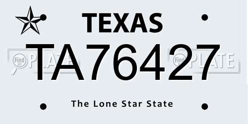 TA76427 Texas License Plate