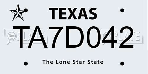 TA7D042 Texas License Plate