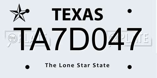 TA7D047 Texas License Plate