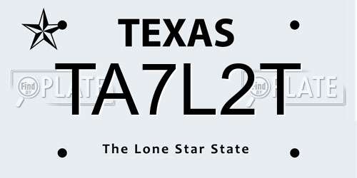 TA7L2T Texas License Plate