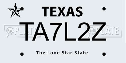 TA7L2Z Texas License Plate