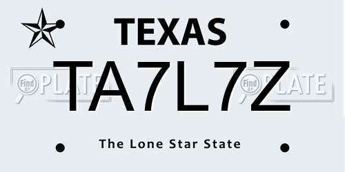 TA7L7Z Texas License Plate