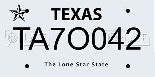 TA7O042 Texas License Plate