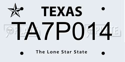 TA7P014 Texas License Plate