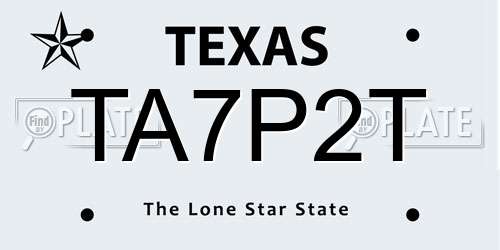 TA7P2T Texas License Plate