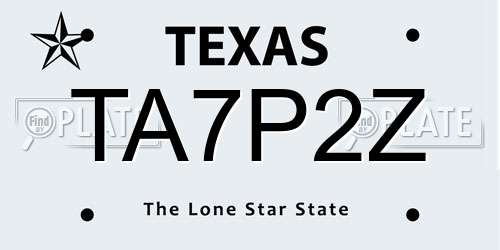 TA7P2Z Texas License Plate