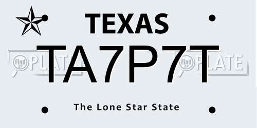 TA7P7T Texas License Plate