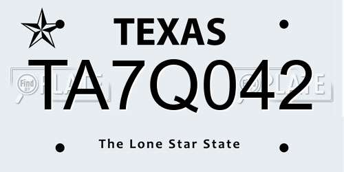 TA7Q042 Texas License Plate