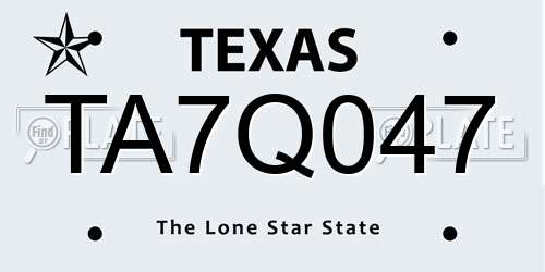 TA7Q047 Texas License Plate