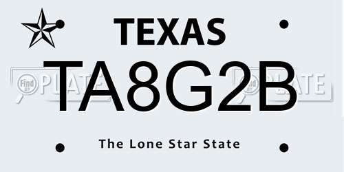 TA8G2B Texas License Plate