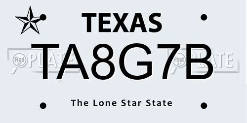 TA8G7B Texas License Plate