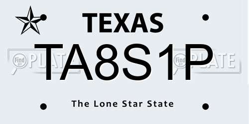 TA8S1P Texas License Plate