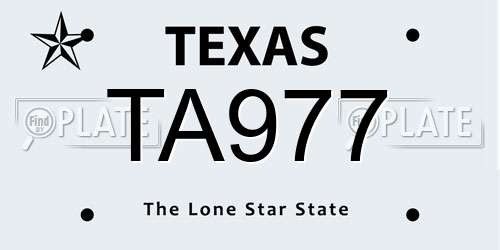 TA977 Texas License Plate