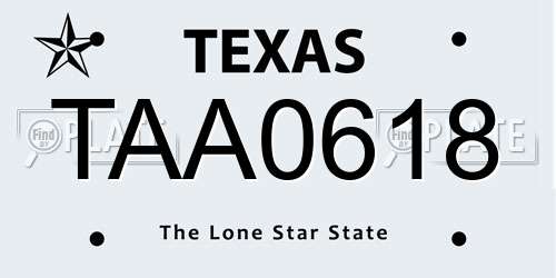 TAA0618 Texas License Plate