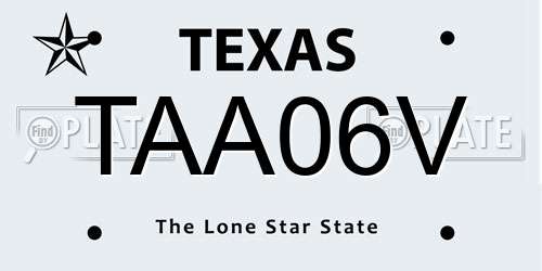 TAA06V Texas License Plate