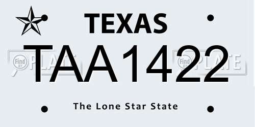 TAA1422 Texas License Plate