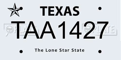 TAA1427 Texas License Plate