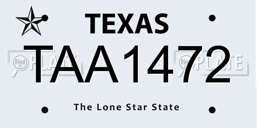 TAA1472 Texas License Plate