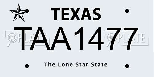 TAA1477 Texas License Plate