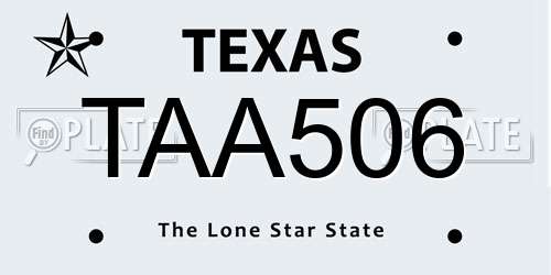 TAA506 Texas License Plate