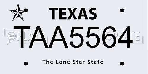TAA5564 Texas License Plate